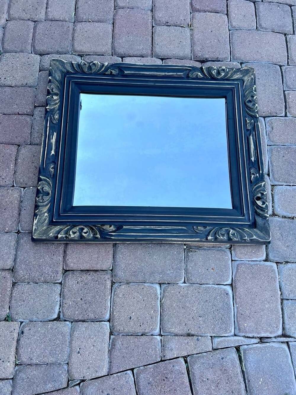 Vintage Ornate Faux Wood Wall Mirror Hollywood Regency Baroque Victorian